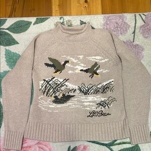 L.L. Bean Beige Sweater with Duck Design